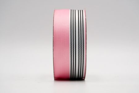 Rózsaszín-félig fehér szatén tervezésű szalag_K1765-209